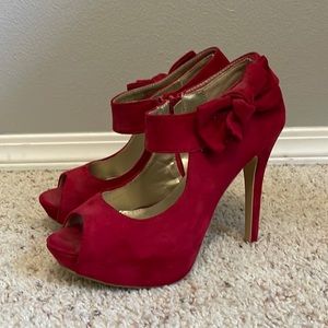 Mio Suede Platform Peep Toe Booties